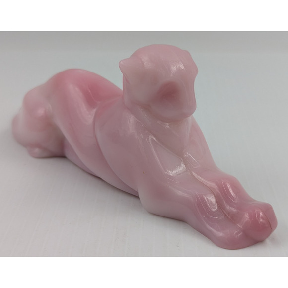 Heisey by Fenton Pink Rosalene Glass Panther Tiger Figurine Limited Edition #364 - Picture 1 of 10